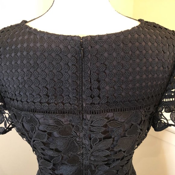 NWT - rsvp by Talbots Short Sleeve Black Mixed Lace Fit & Flare Dress, Sz. 12P - Picture 6 of 8